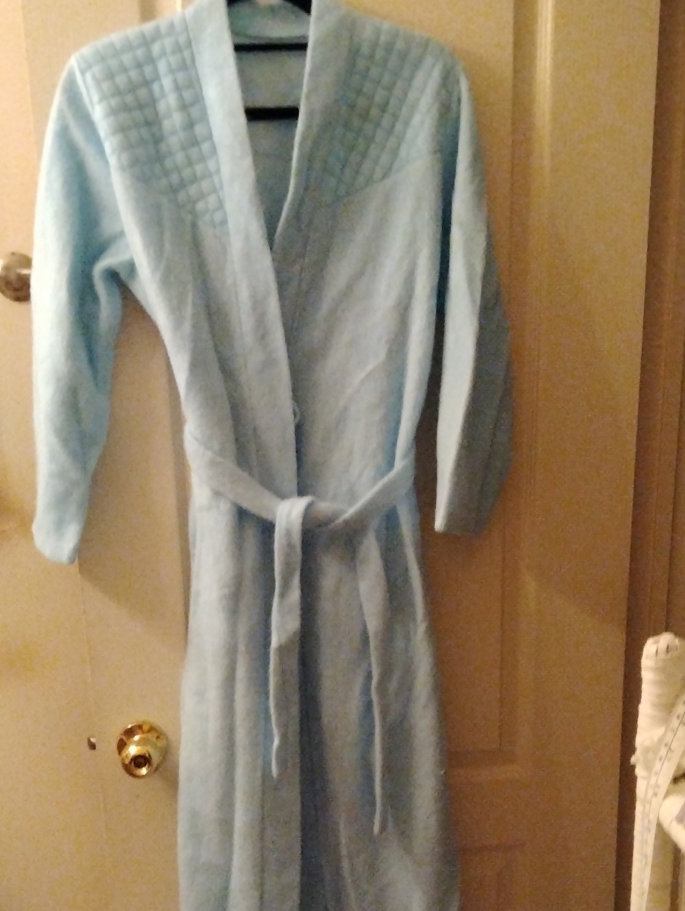 Light Blue Quilted Shoulder Long Robe